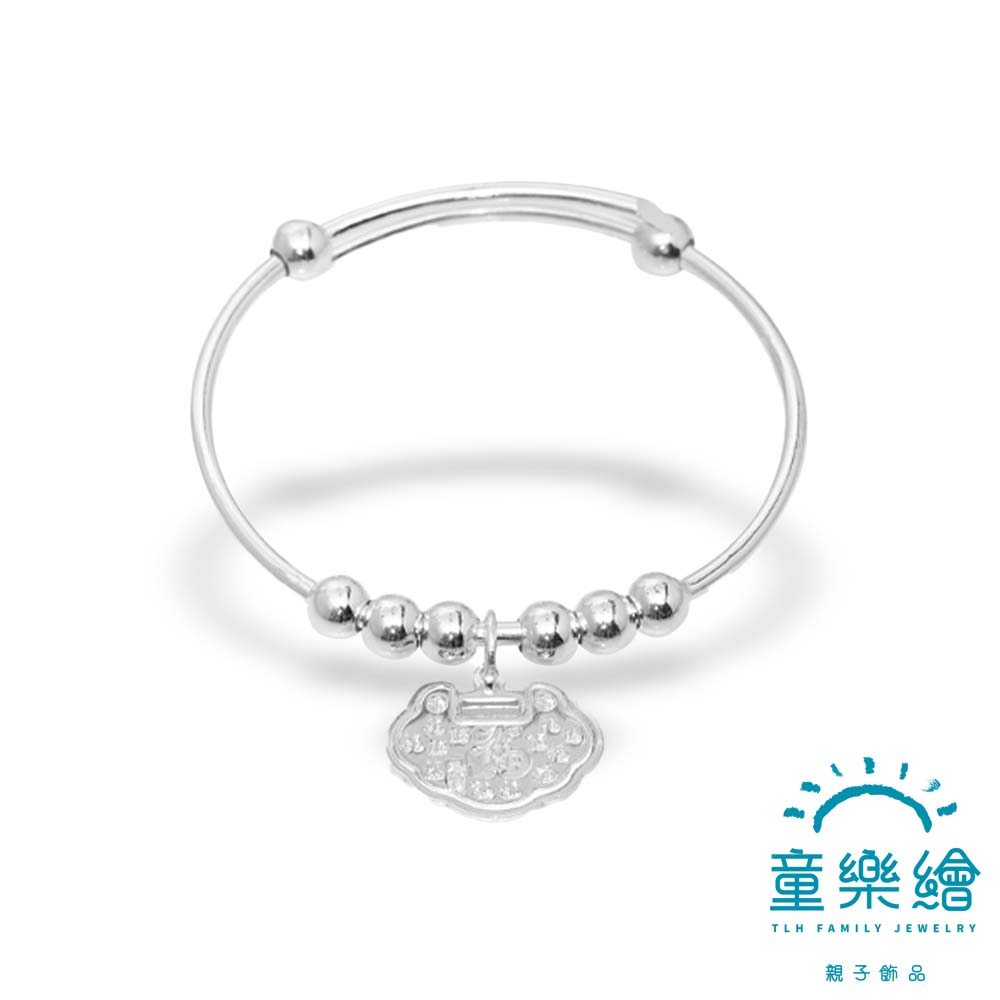 【童樂繪金飾】經典足銀兒童手鐲手環 平安鎖片(彌月銀飾 彌月禮), , large