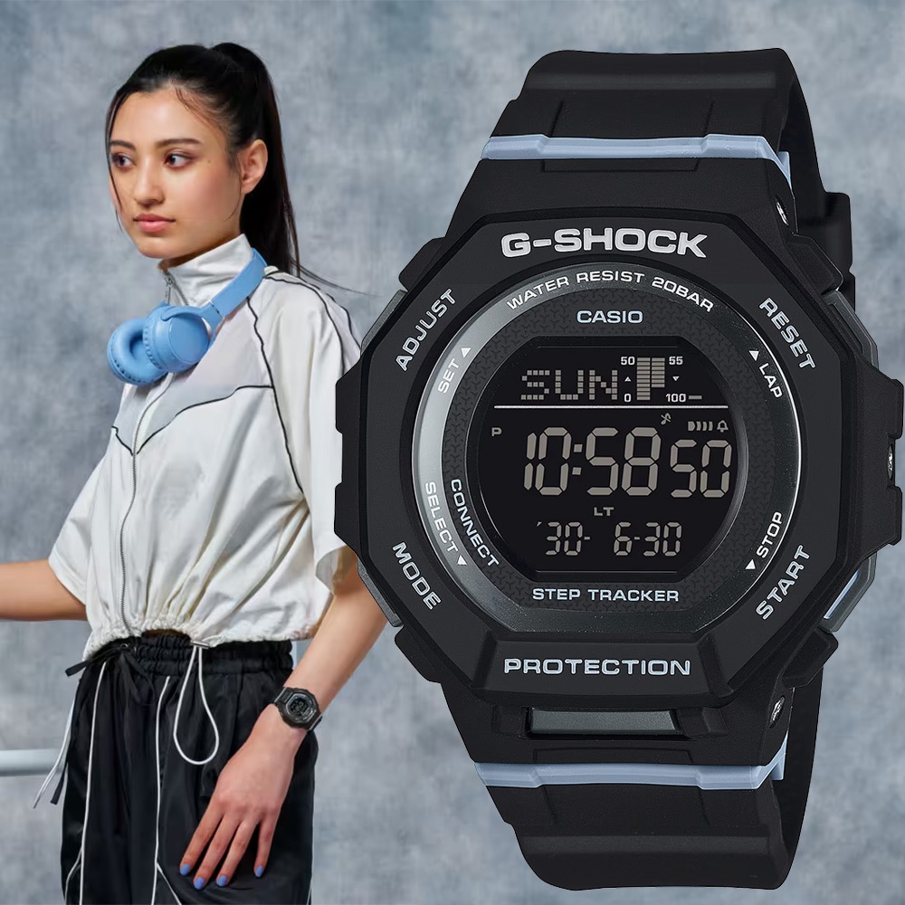 CASIO 卡西歐 G-SHOCK 計步藍芽手錶 柔和色調女錶 GMD-B300-1, , large