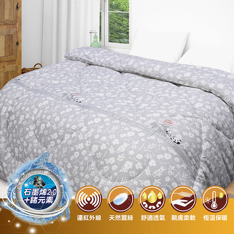 INDAIN鍺抗菌可水洗蠶絲被/棉被胎-靜謐灰, , large