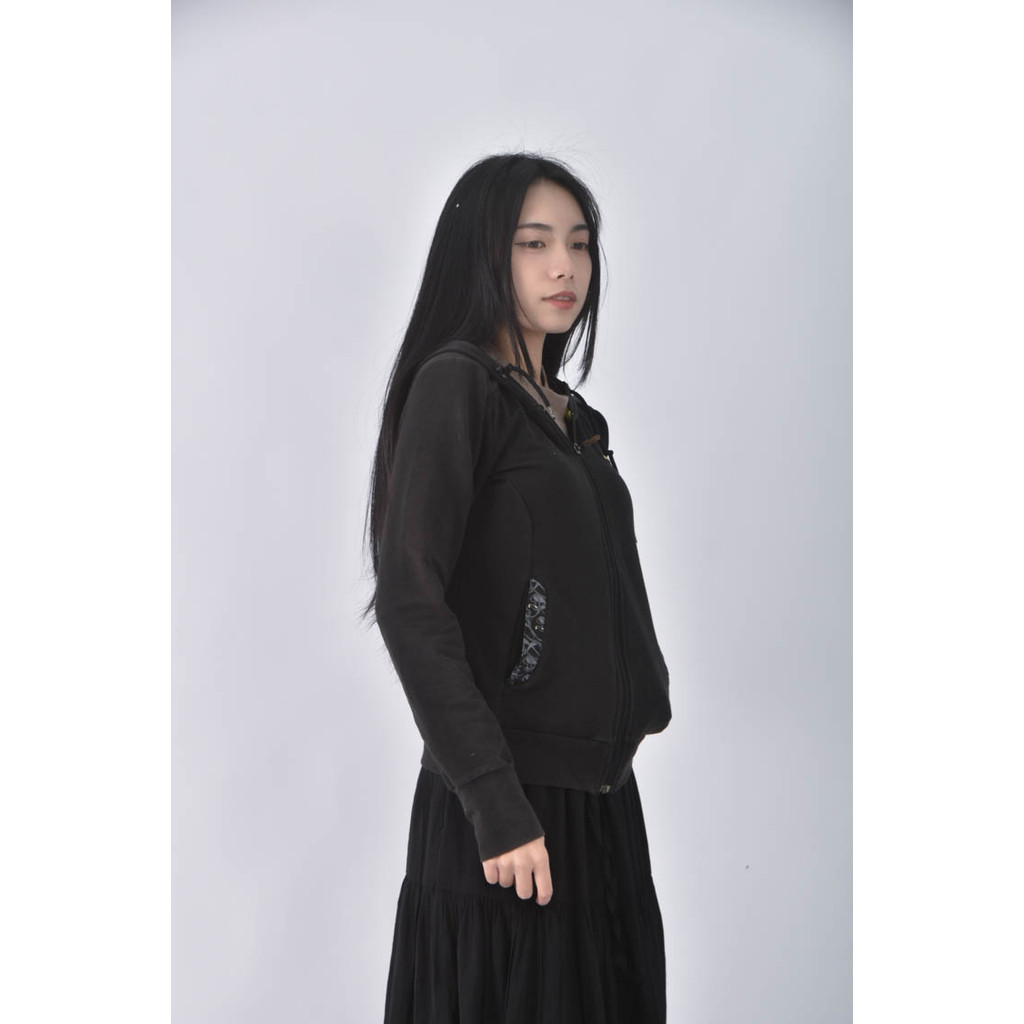(S) puma棉質口袋黑色外套二手衣, , large