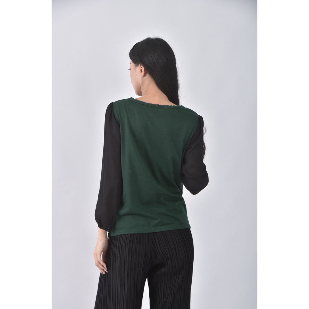 (S) pscompany雕花綠色長袖上衣二手衣, , large