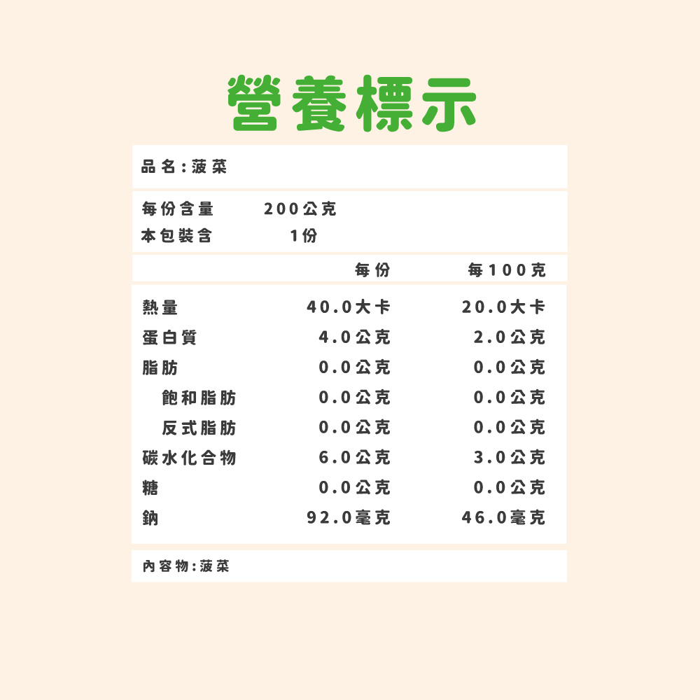 【杰森食代】菠菜段(200g/包)｜蔬菜之王菠菜｜IQF急速冷凍 保留完整營養｜原型食物低熱量, , large