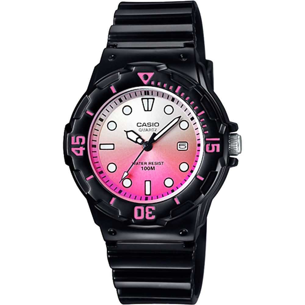 CASIO 卡西歐 清涼海洋風女錶-漸層粉x黑 LRW-200H-4EV, , large