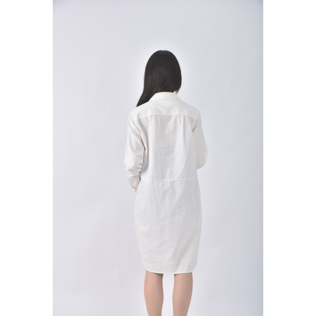 (M) ichocolate質感棉質純棉白色洋裝二手衣, , large