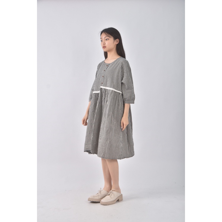 (XL) charliy韓牌質感格紋黑色洋裝二手衣, , large