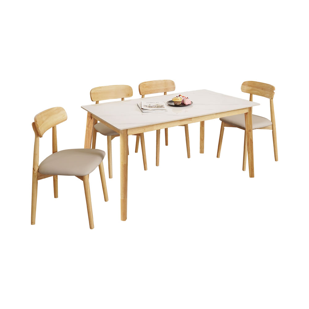 【Homelike】喜家居岩板餐桌椅組(一桌四椅)(2313-31), , large