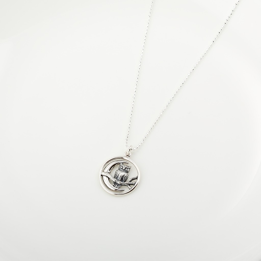【Angel & Me】Moon Owl s925 sterling silver necklace Valentine Day Birthday gift, , large