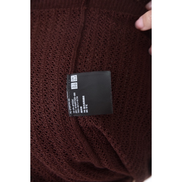 (L) uniqlo質感羊毛棕色長袖上衣二手衣, , large