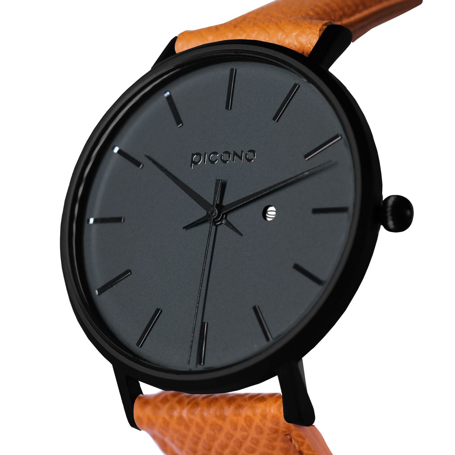 【PICONO】Siempre minimalist brown leather strap couple watch-Dark green / SI-10902 Men, , large