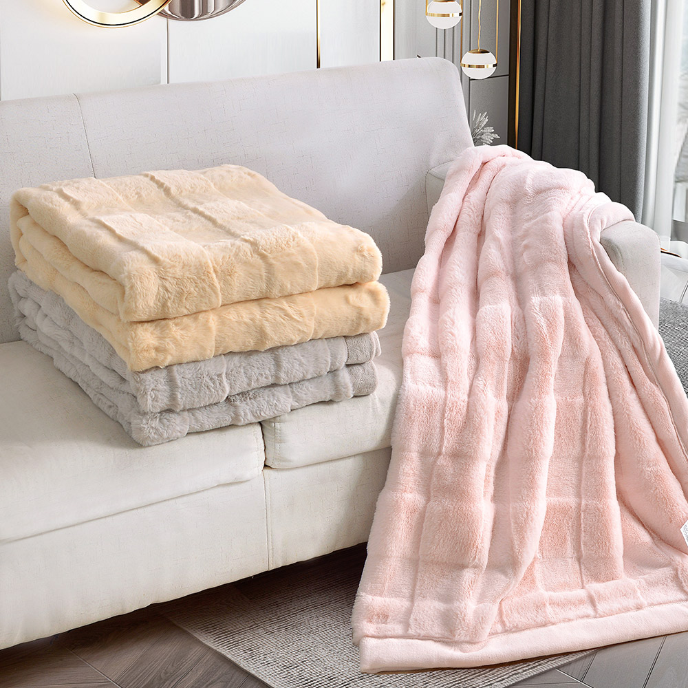 [LY SHIN BEDDING] Betrise Pink | Marshmallow imitation rabbit plush blanket (150x210cm), , large