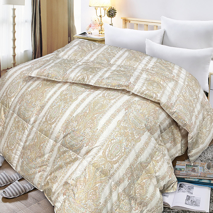 FITNESS_皇爵頂級日本印花雙人羽絨被98%(金色)