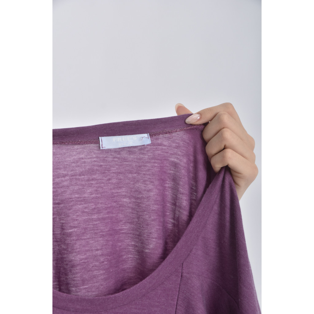 (M) frees shop棉質文字紫色短袖上衣二手衣, , large