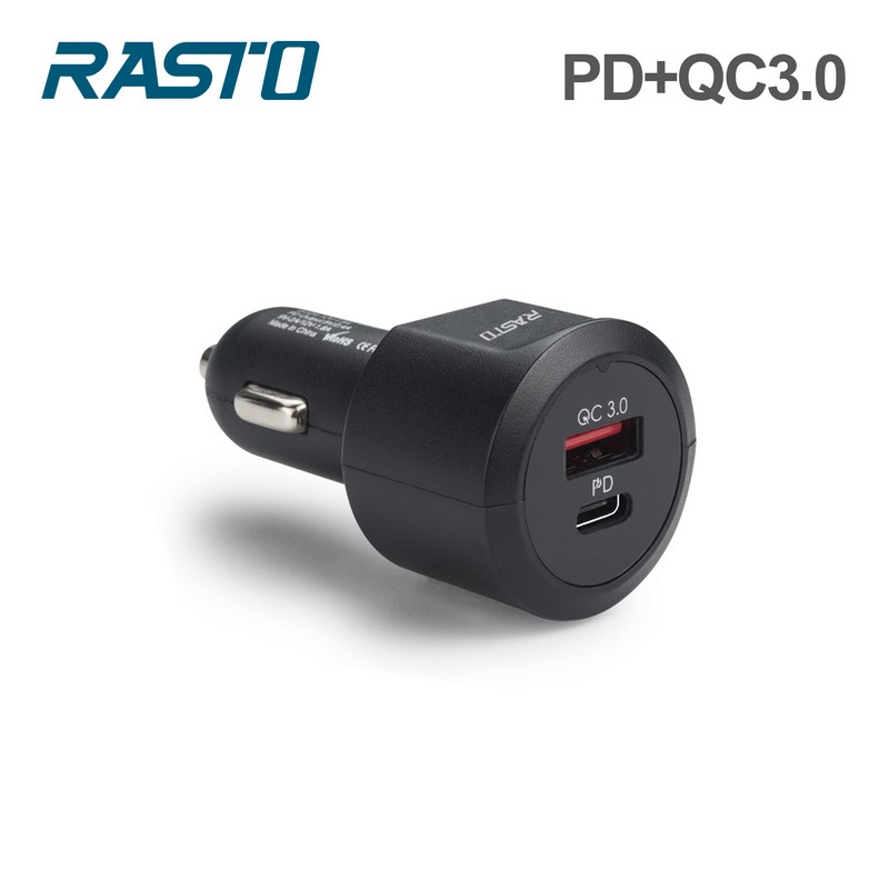 RASTO RB12 18W PD + QC3.0 Car Charger, , large