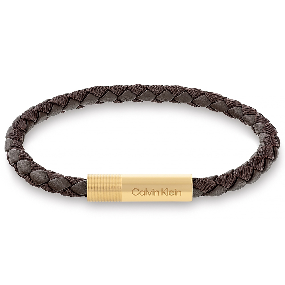 Calvin Klein CK 咖啡皮革編織男士手環 情人節送禮推薦 35100027, , large