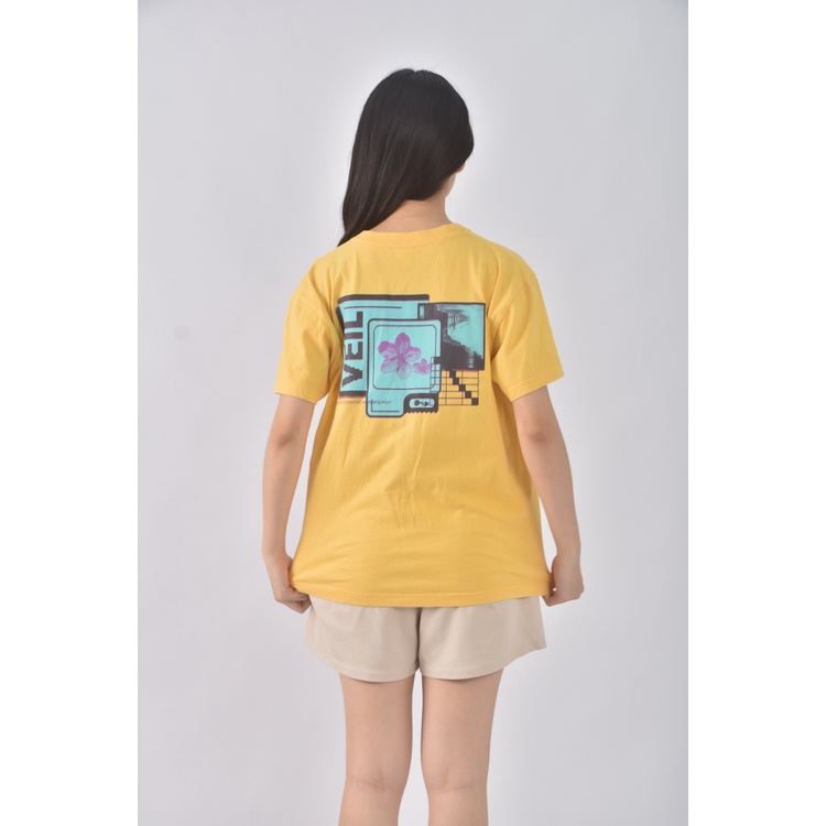 (M) veil質感棉質純棉黃色短袖上衣二手衣, , large