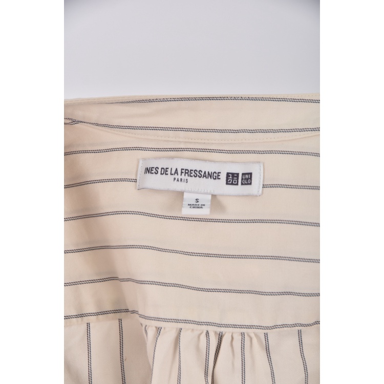 (S) uniqlo棉質條紋純棉杏色長袖上衣二手衣, , large