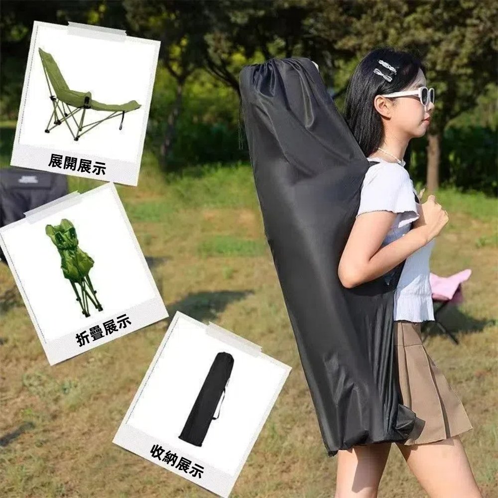 【A&R】坐躺兩用加棉高背月亮椅 三檔調節帶腿托款 - 綠色, , large