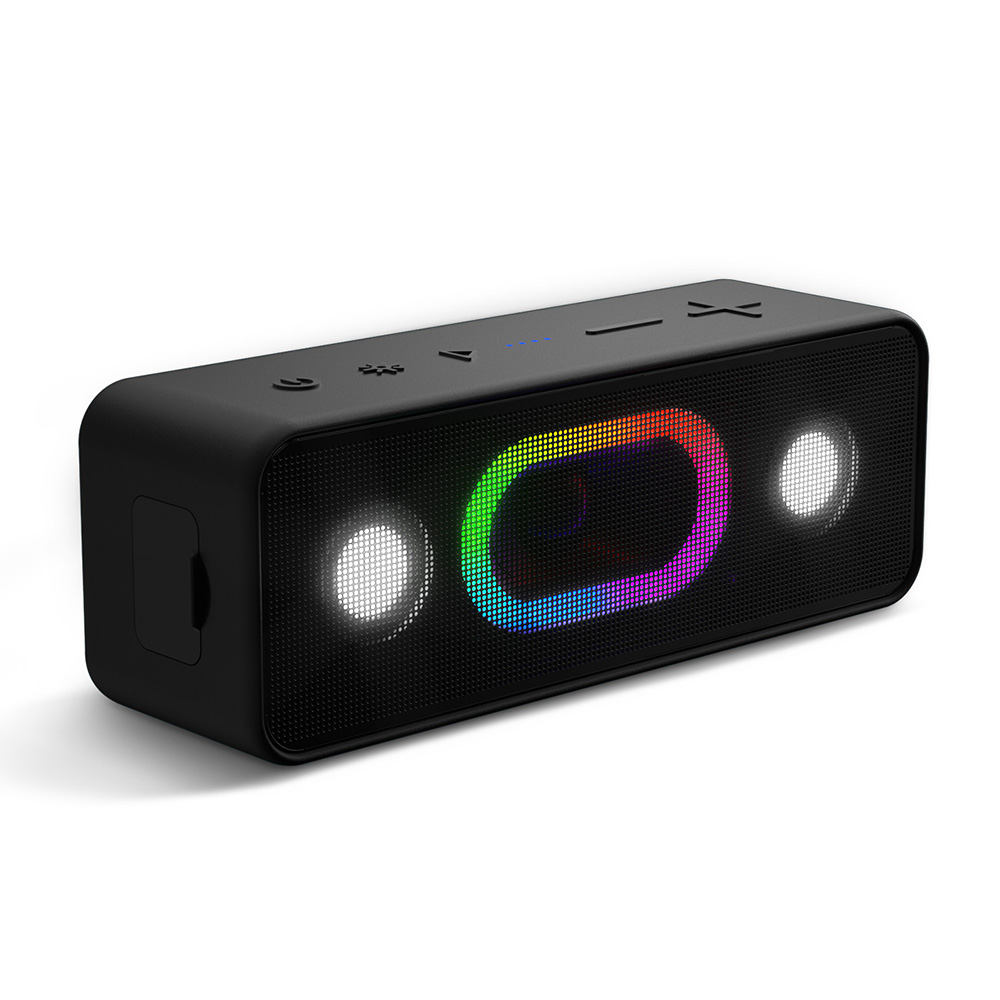 【ortizan】S11 Portable Speaker with Iridescent Lights, IPX6 Waterproof Design, 24-Hour Long Battery Life, Dual Speakers with Wireless Connectivity, Five Colorful Lighting Effects, , large