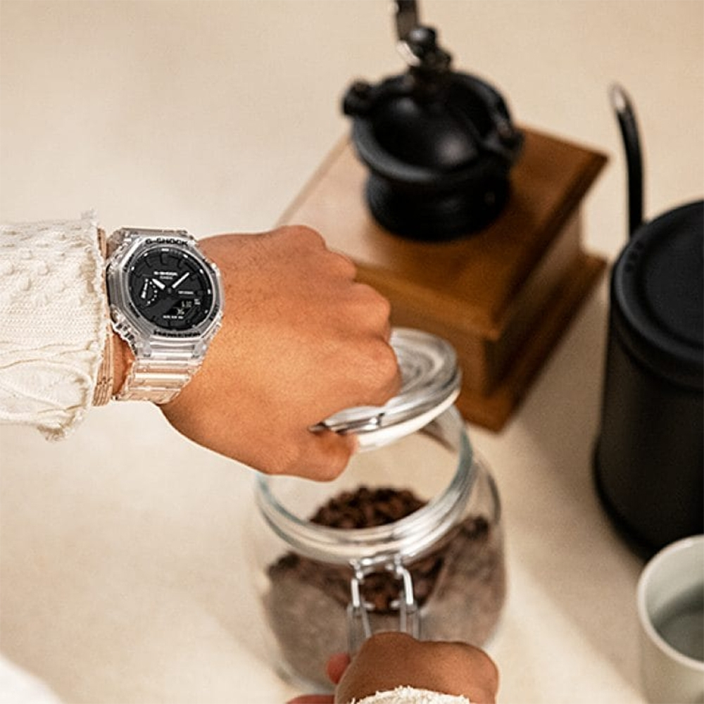 CASIO 卡西歐 G-SHOCK 透明特別版 八角 電子錶 GA-2100SKE-7A, , large