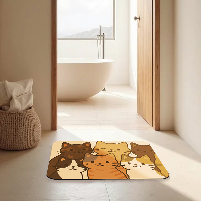 【Monster】 Soft Diatomaceous Earth Absorbent Mat – Nordic Animal Series (60x40cm) – Meow Squad, , large