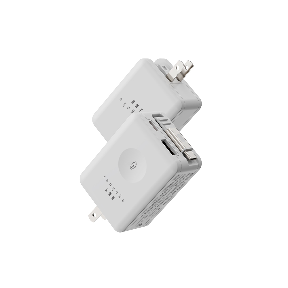 【tengoku天閤堀】42W氮化鎵四合一雙孔自帶伸縮線快充充電器, , large