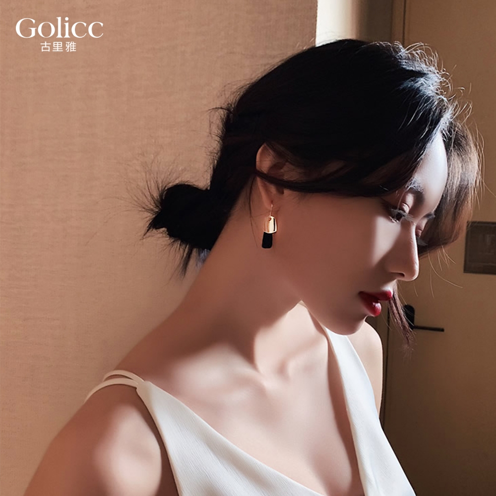 【Gulicc】古莉可 耳環  黑金撞色 耳環, , large