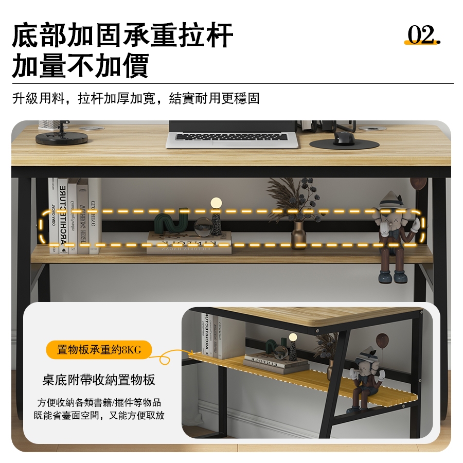 [C&D]極簡風書桌80款-質感橡木(白架), , large