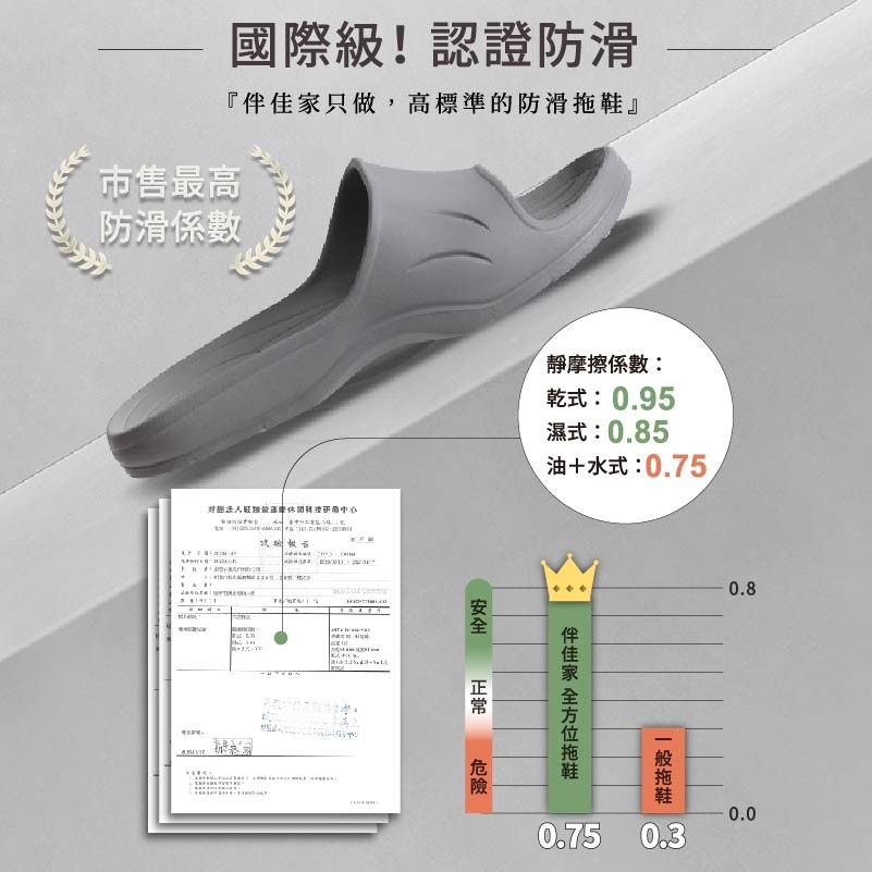 [e鞋院]台灣製伴佳家全方位防滑拖鞋老人專用/孕婦 灰25CM, , large