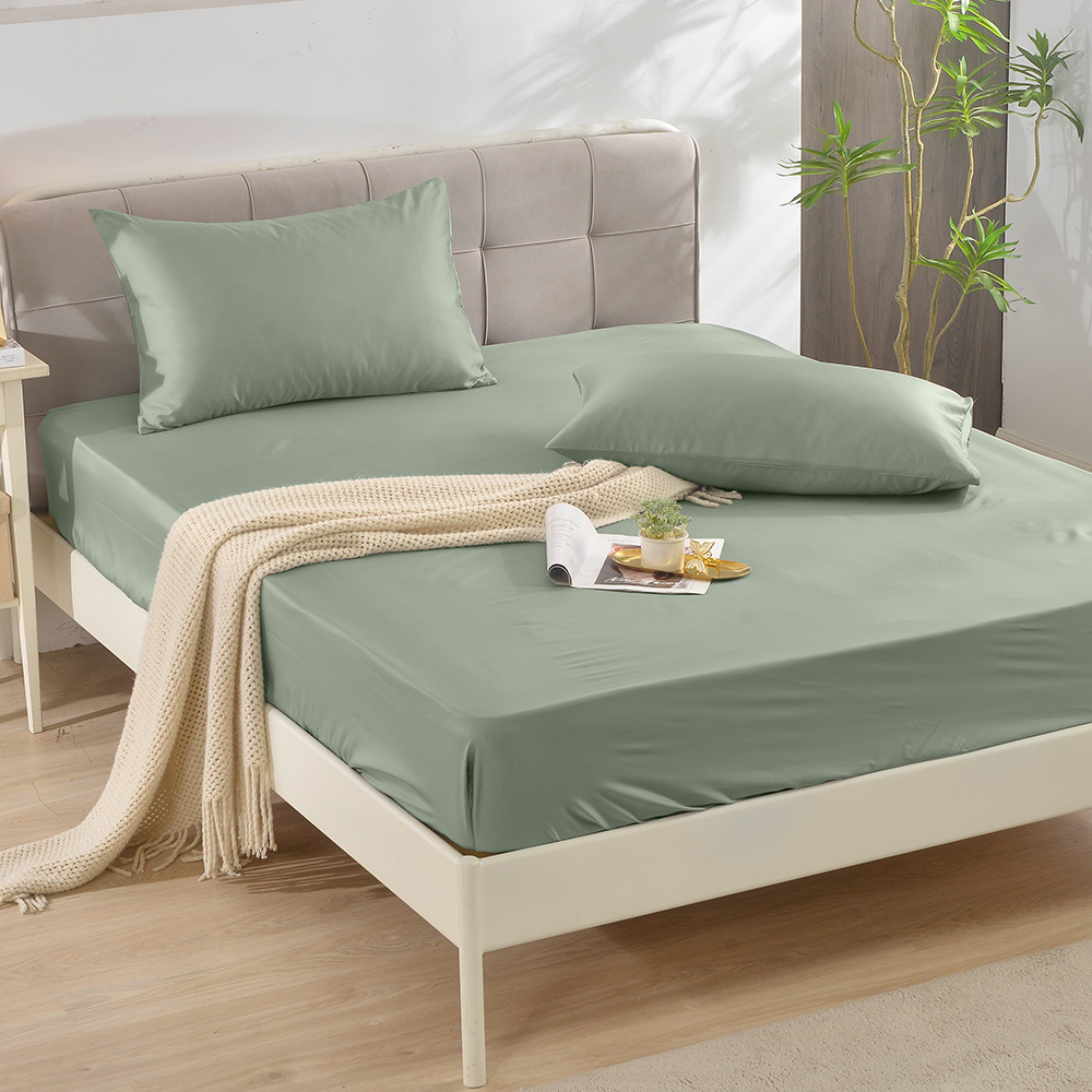【FOCA】Matcha Cheese | Tea Time 60 Thread Tencel Cotton Bed Sheet Pillowcase Set - Single, , large