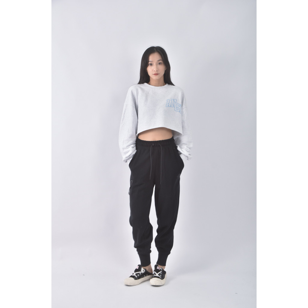 (L) nike高腰運動質感棉質黑色長褲二手衣, , large