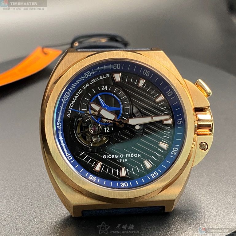 [星晴錶業]GiorgioFedon1919手錶,42mm,GF00003寶藍色錶面玫瑰金錶殼寶藍真皮皮革錶帶款, , large