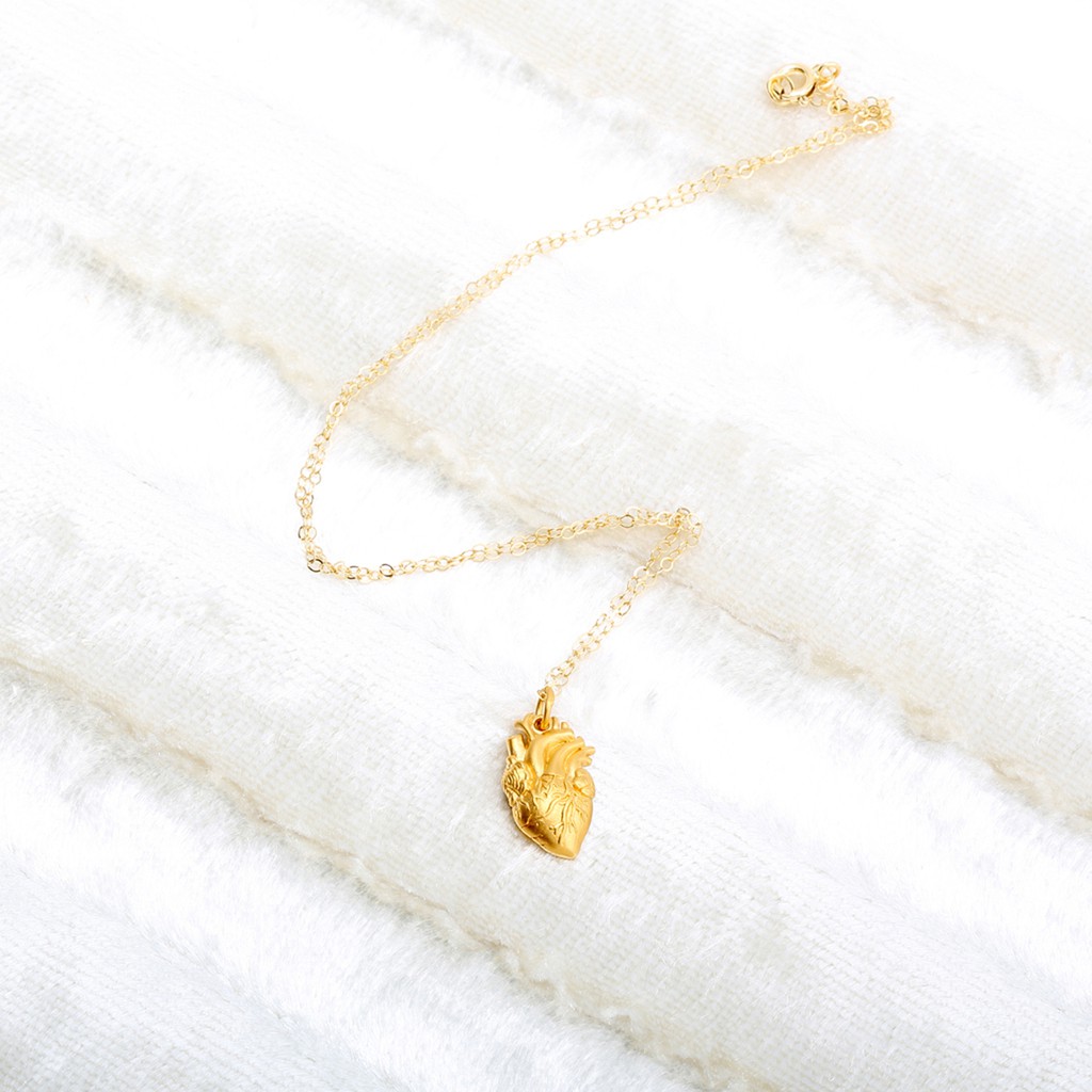 【Angel & Me】Heart s925 sterling silver 24k gold plated necklace gift, , large