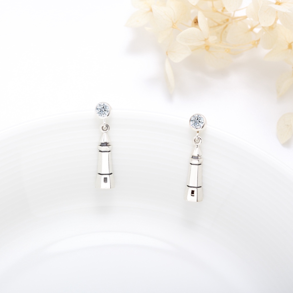 【Angel & Me】希望 燈塔 s925 純銀 單鑽 耳環 耳夾 情人節禮物, , large