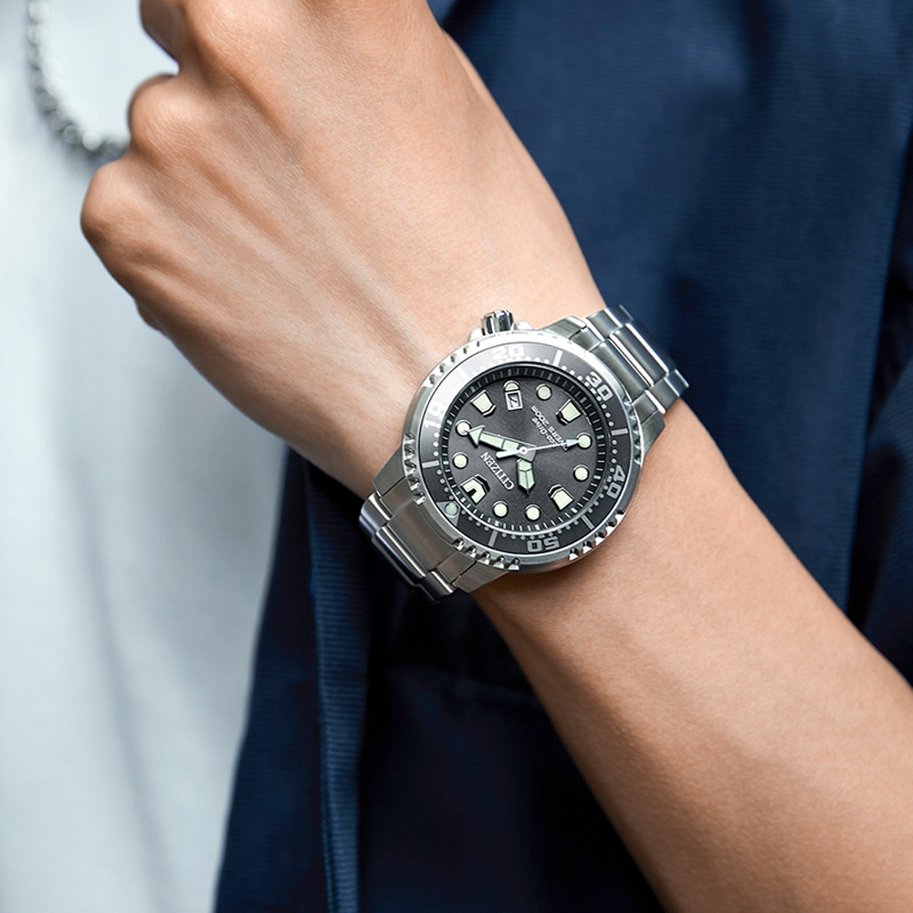 CITIZEN 星辰 PROMASTER 珍珠灰 光動能200米潛水錶 BN0167-50H, , large