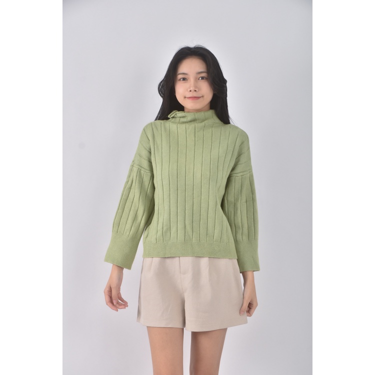 (F) 【依庭私服】質感坑紋綠色長袖上衣二手衣