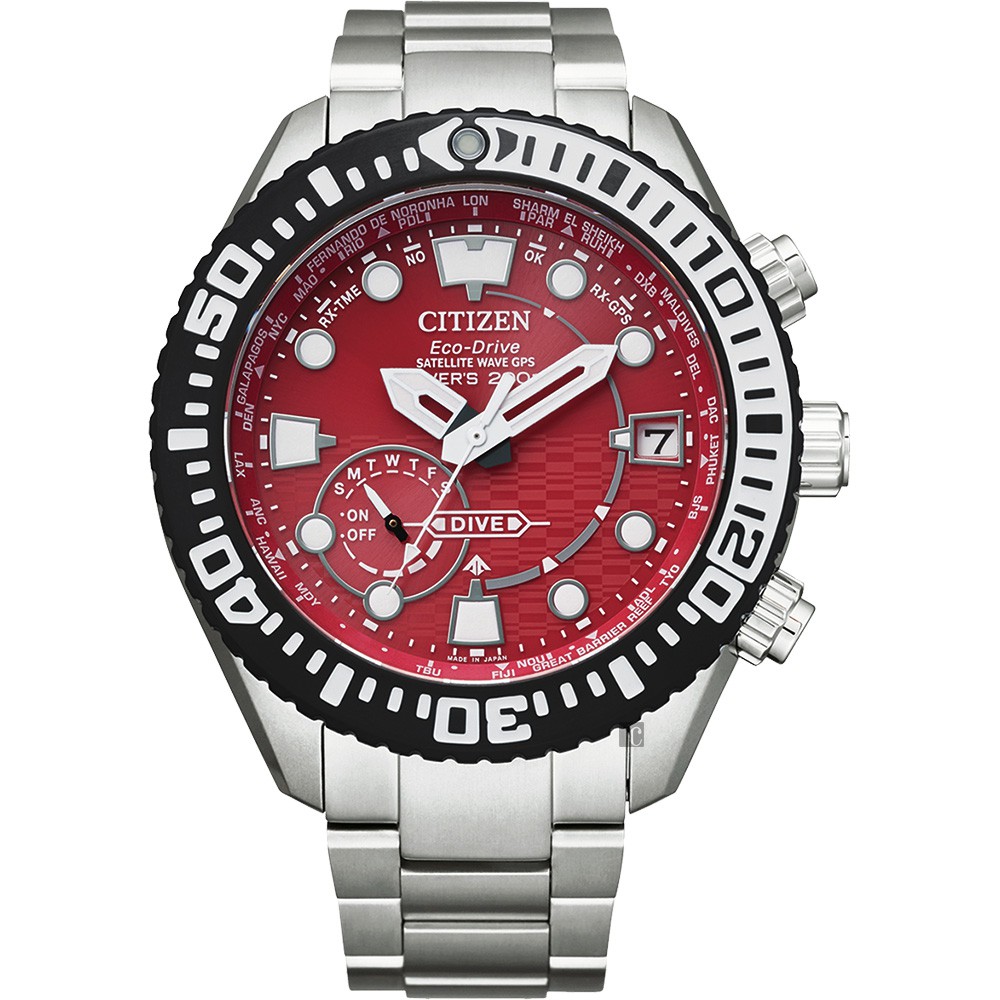 CITIZEN 星辰 東京紅限量版 GPS衛星對時 鈦金屬潛水手錶 CC5005-68Z 【附贈橡膠錶帶】, , large