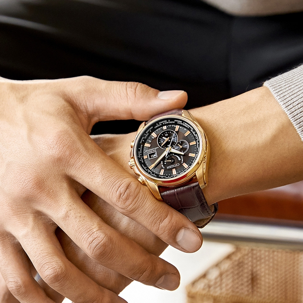 CITIZEN 星辰 亞洲限定款 光動能萬年曆電波手錶 AT9123-13E, , large