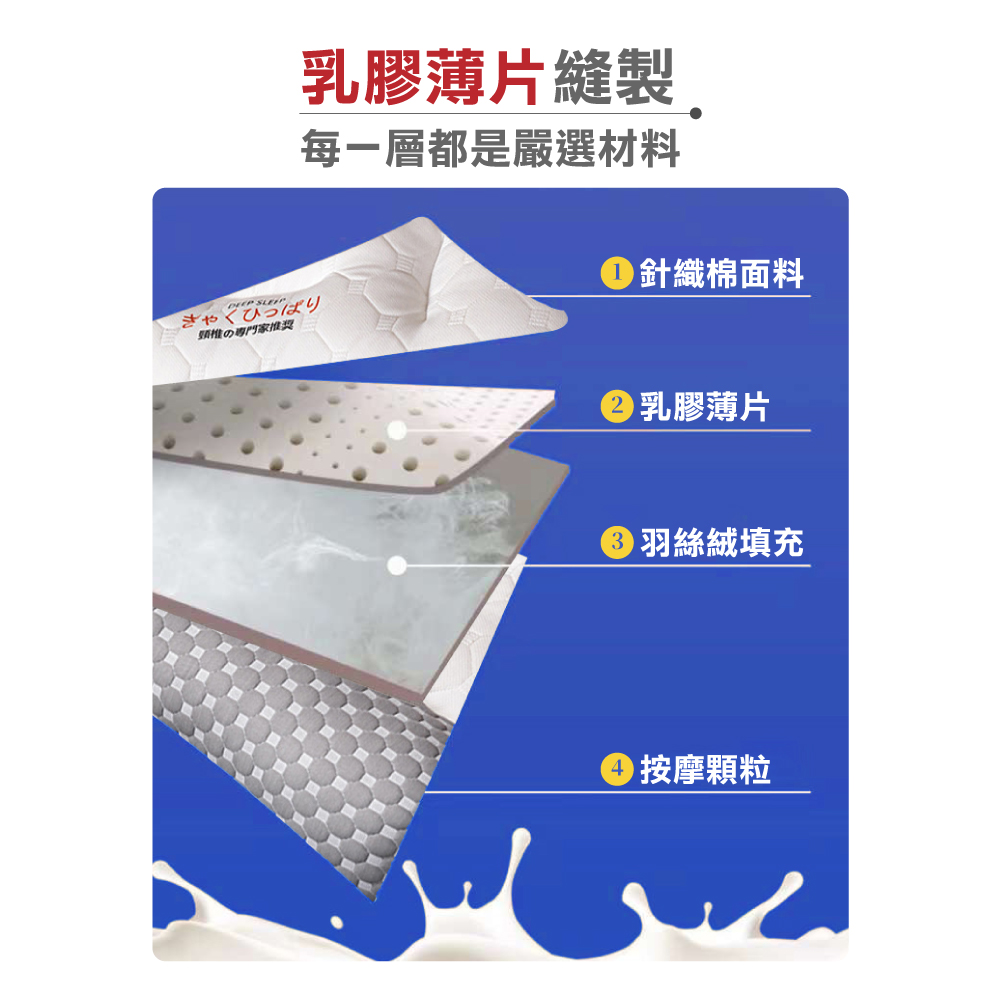 [ Pure Sleep ] Japanese anti-traction latex pillow, , large