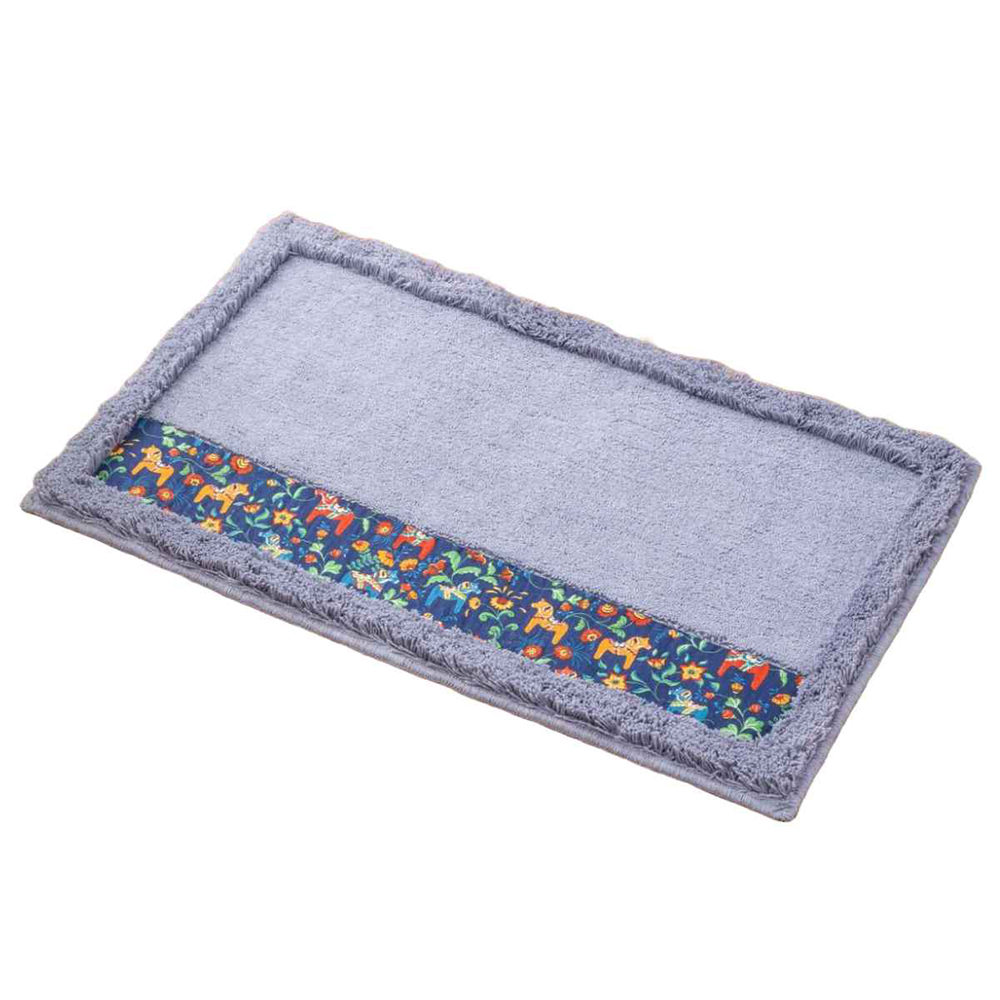 【HASHIZUME】Japan-Made Antibacterial & Deodorant Kitchen Mat 50×80cm – Light Gray (Nordic-Style Lucky Horse / Non-Slip Design / Machine-Washable), , large