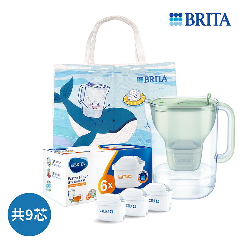 BRITA永續純淨濾水壺共9芯(森林綠)