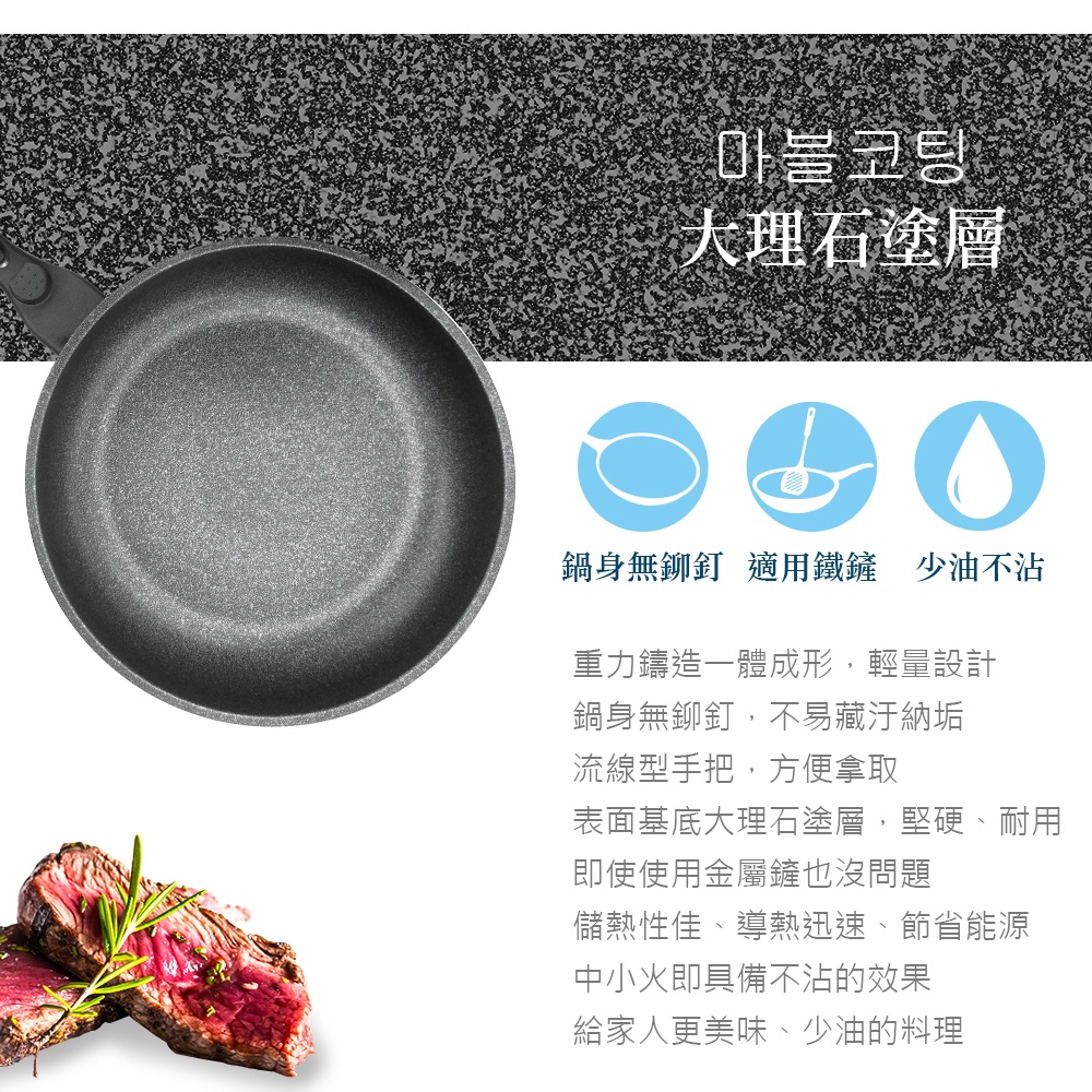 CLARE 可蕾爾 韓式不沾平底鍋IH無蓋韓國製造 30cm無蓋-Leidea樂德兒, , large