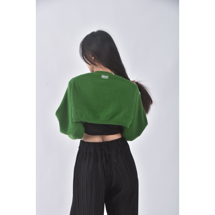 (F) maison質感羊毛綠色罩衫二手衣, , large