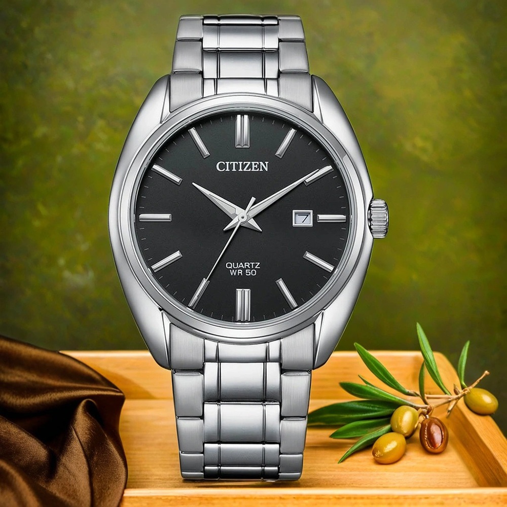 CITIZEN 星辰 限量 紳士日期手錶 送禮-銀x黑/41mm BI5100-58E, , large