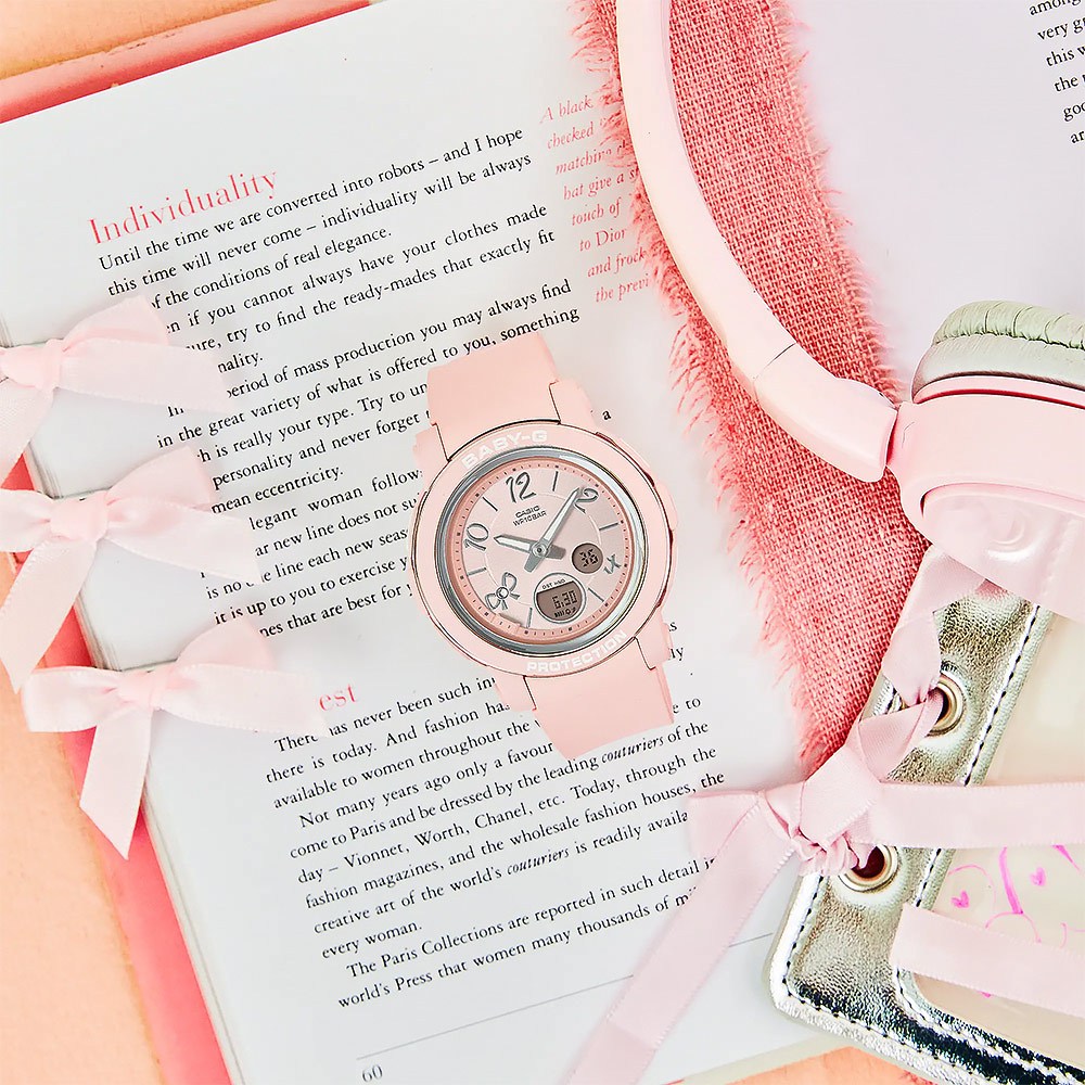 CASIO 卡西歐 BABY-G 緞帶雙顯女錶-粉色 BGA-290RA-4A, , large