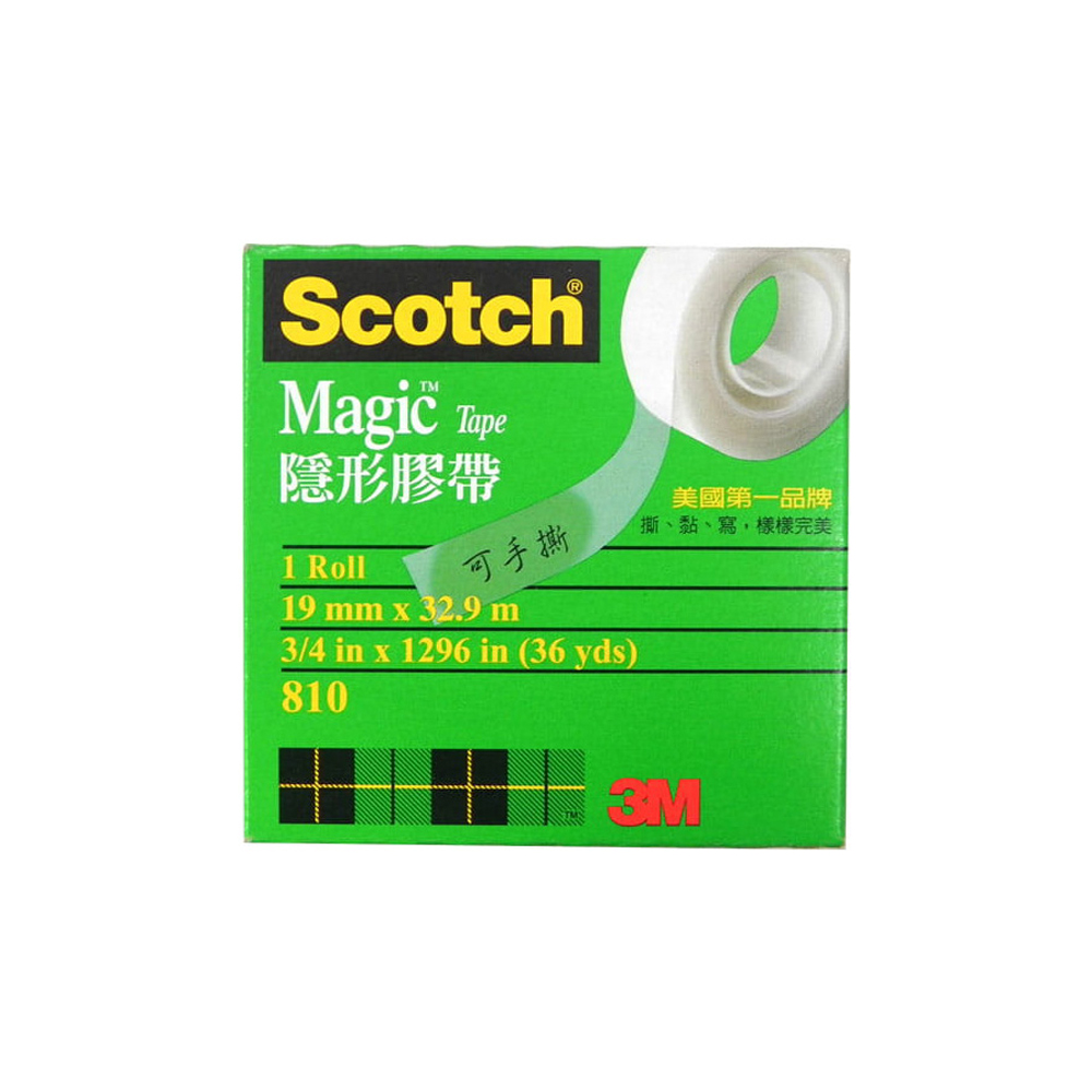 【3M】Scotch 隱形膠帶 可書寫 可手撕 19mm x 32.9M 12捲/支 810-3/4, , large