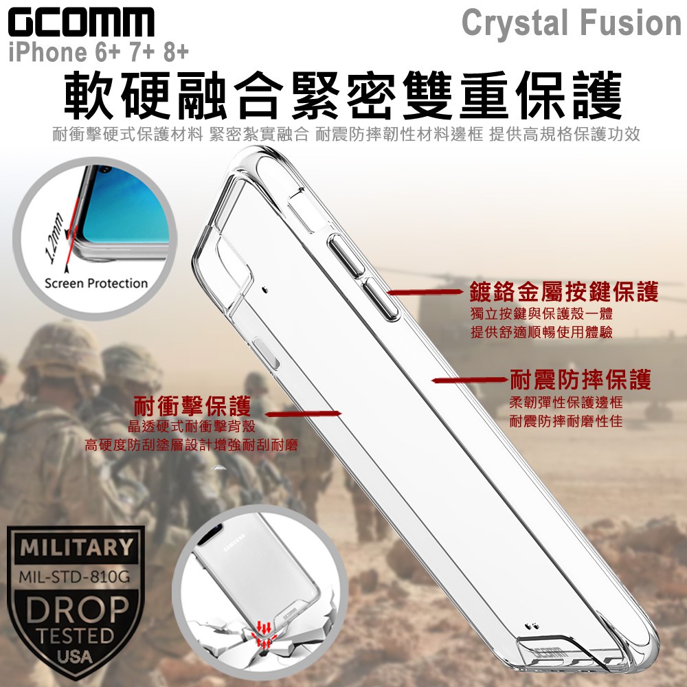 GCOMM iPhone 6+/7+/8+ 晶透軍規防摔殼 Crystal Fusion, , large