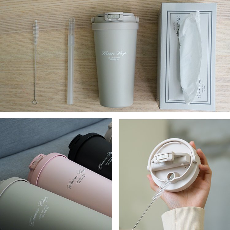 GREEN CUP 芊杯304不鏽鋼陶瓷手提直吸飲兩用保溫杯-莫蘭迪灰-850ml, , large