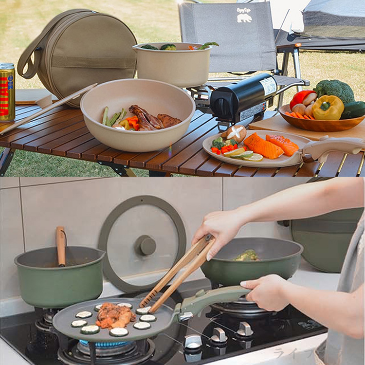 仙德曼露營鍋具組-不沾烤盤系列-2組, , large