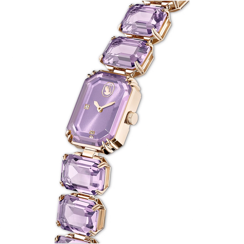 SWAROVSKI 施華洛世奇 八角方形水晶手鍊手錶 女錶-紫色/23x17mm(5722364), , large