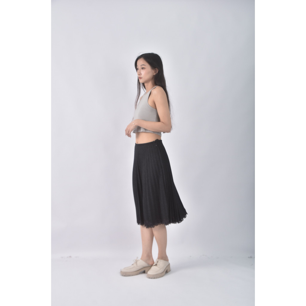 (M) clear impression拼接灰色長裙二手衣, , large